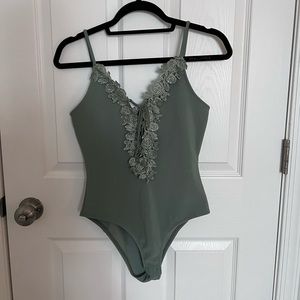 Green Embroidered Top Shop Bodysuit